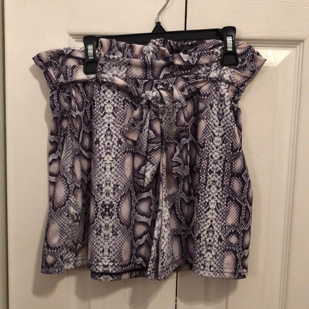 high waisted snake print shorts